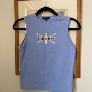Burberry blue plaid flag tank top